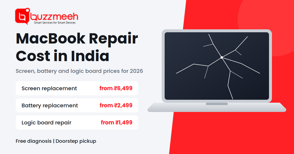 MacBook repair cost in India - technician replacing a MacBook screen
