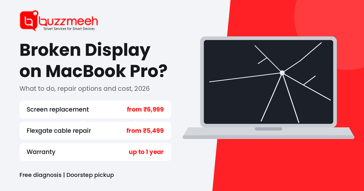 Broken display MacBook Pro repair at Buzzmeeh