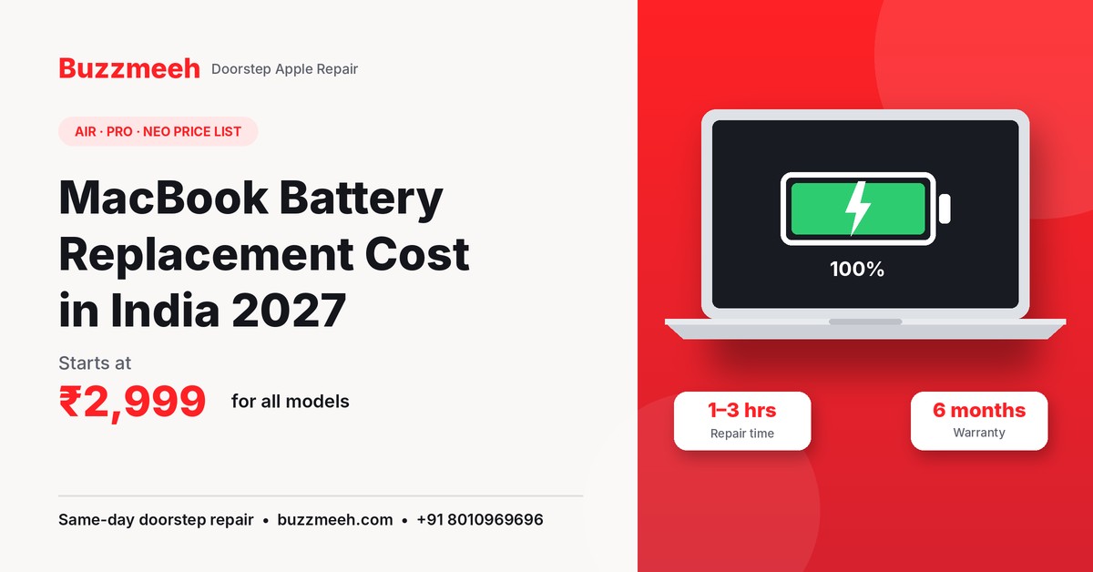 MacBook battery replacement cost in India by Buzzmeeh